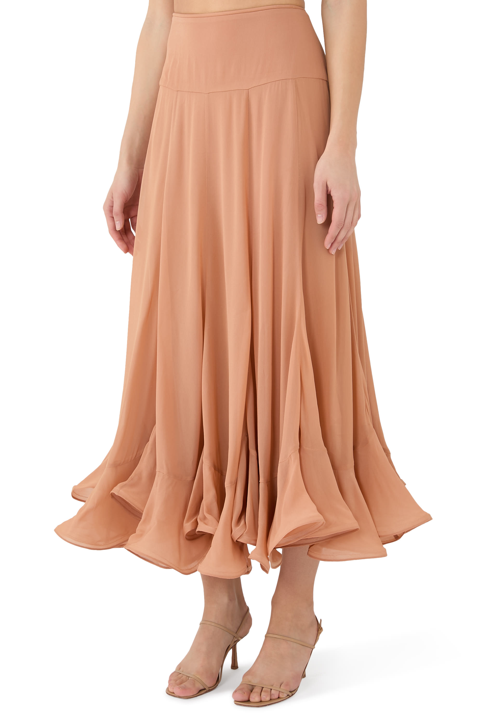 تنورة بالانس بقصة واسعة متوسطة الطول